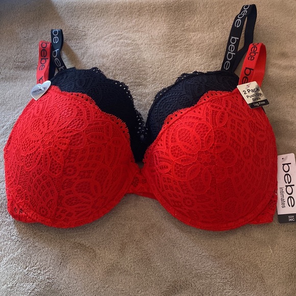 bebe* Lace Push-up Bra Set of 2 * Lace Red & Black * Multiple Sizes Available❣️ - Picture 2 of 5